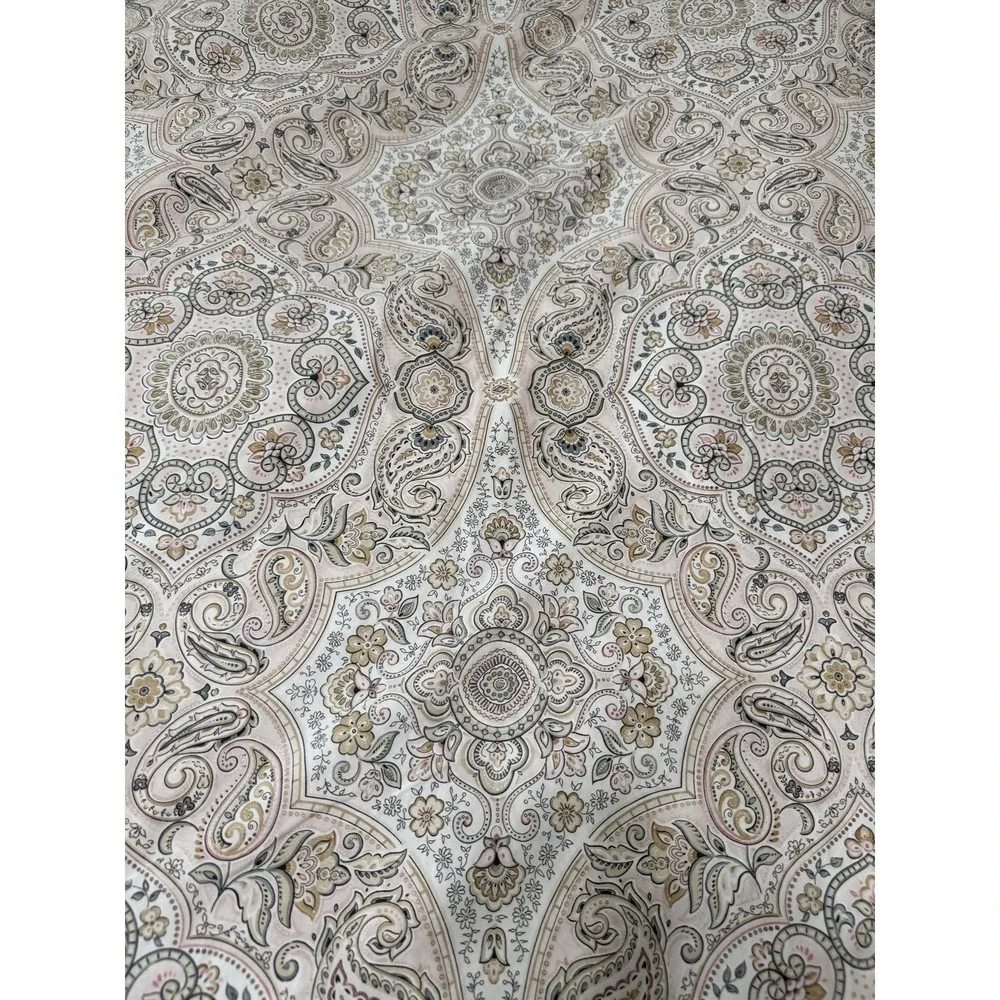 Pottery Barn Duvet Full Queen Anya Sateen Blush Pink Paisley 100% Organic Cotton